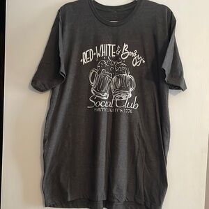 XXL- t-shirt- “Red White & Boozy” on charcoal grey t-shirt